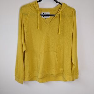 ZYIA Lightweight Cotton Yellow Beach Hoodie Raw Edge Sweatshirt